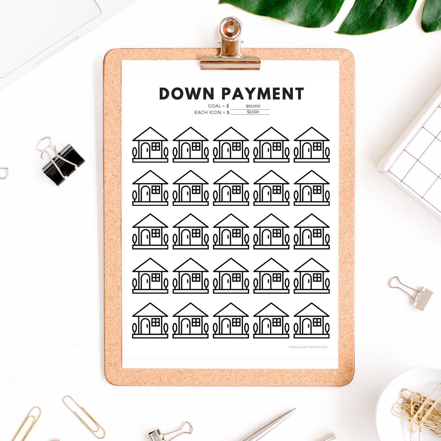 Down Payment Savings Tracker | House Down Payment Savings Printable