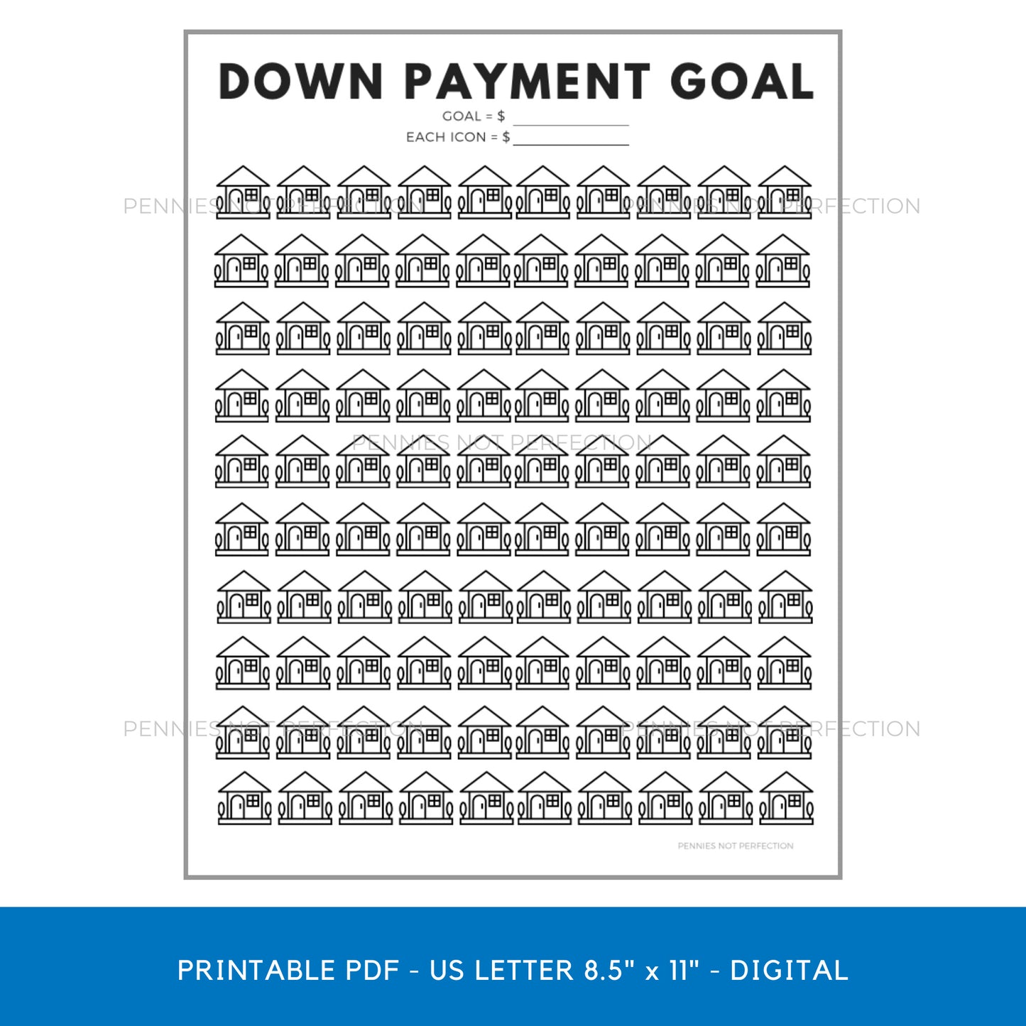 Down Payment Savings Tracker | House Down Payment Savings Printable