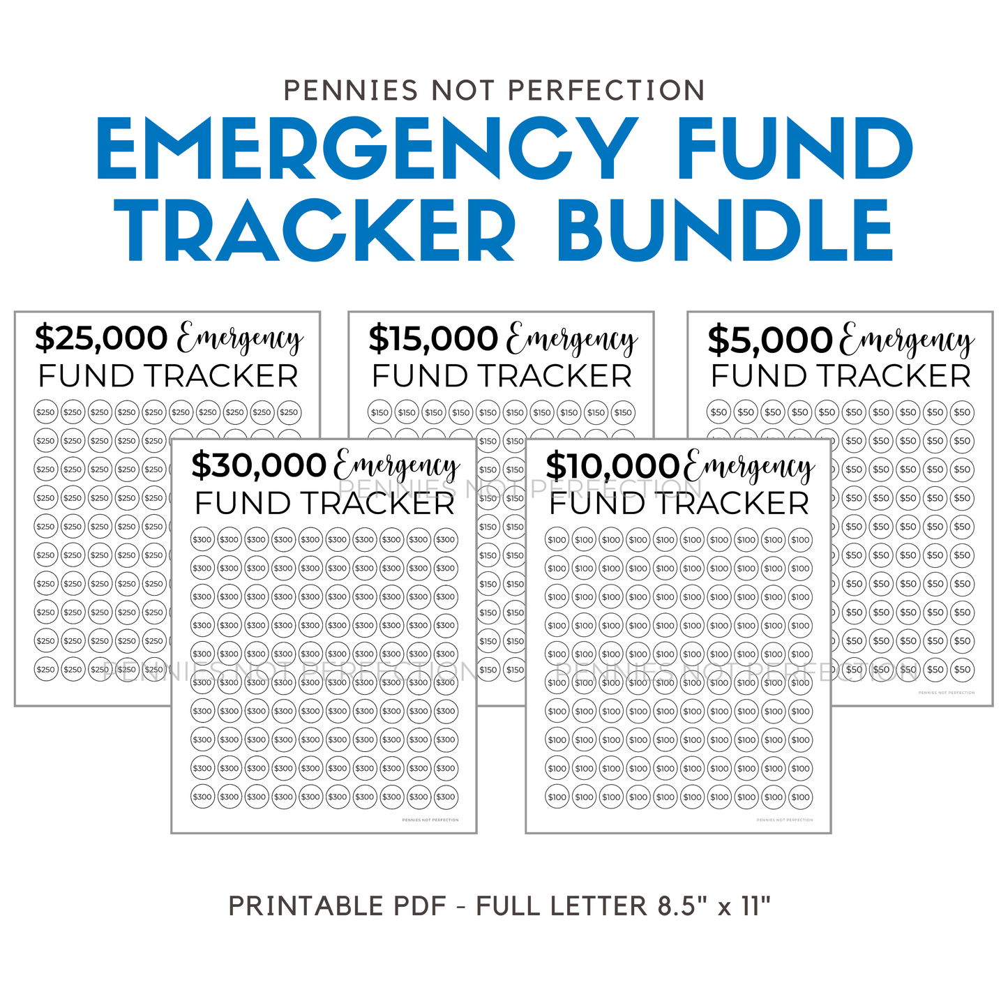Emergency Fund Savings Tracker Bundle | Emergency Savings Printable By Amount