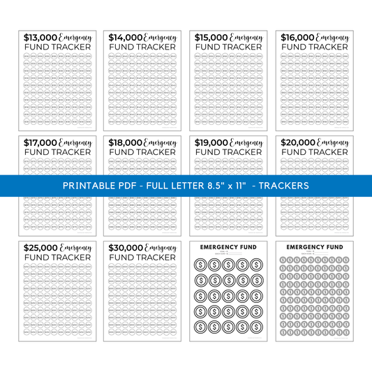 Emergency Fund Savings Tracker Bundle | Emergency Savings Printable By Amount