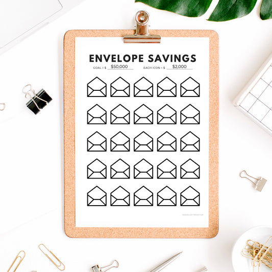 Envelope Savings Tracker Printable | Envelope Sinking Funds Tracker Chart | Save Money Printable Or Digital 1