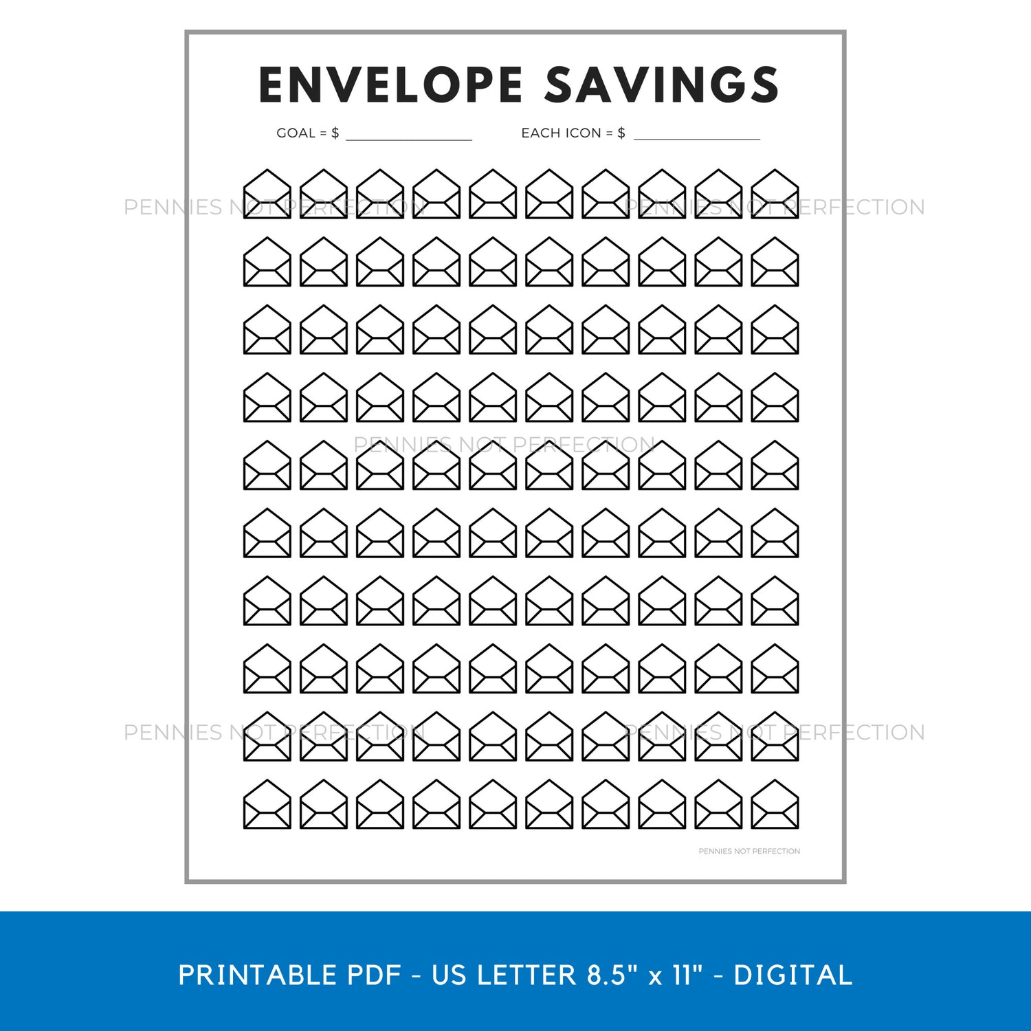 Envelope Savings Tracker Printable | Envelope Sinking Funds Tracker Chart | Save Money Printable Or Digital 1