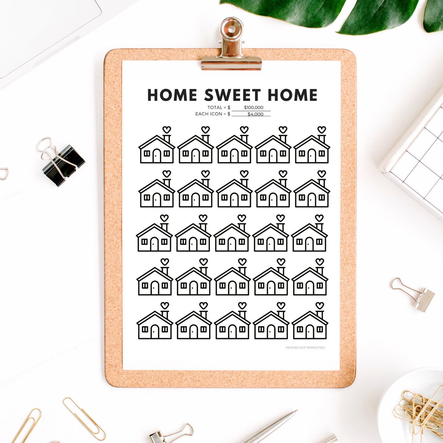 Home Sweet Home Savings Goal Tracker | Home Savings Tracker Printable 6
