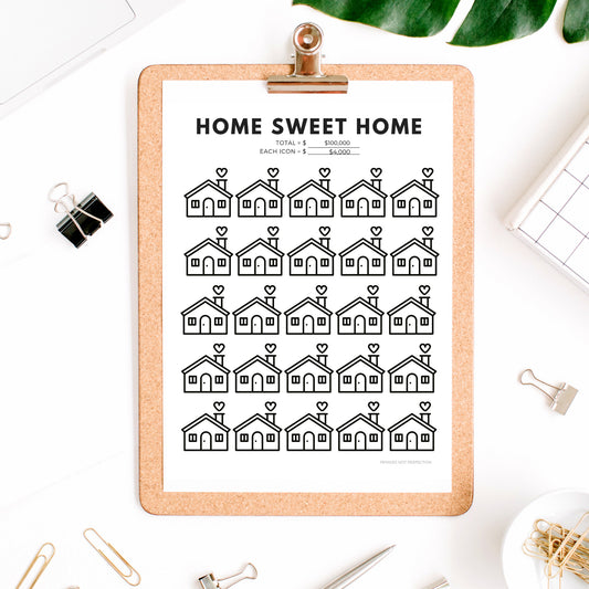 Home Sweet Home Savings Goal Tracker | Home Savings Tracker Printable 6