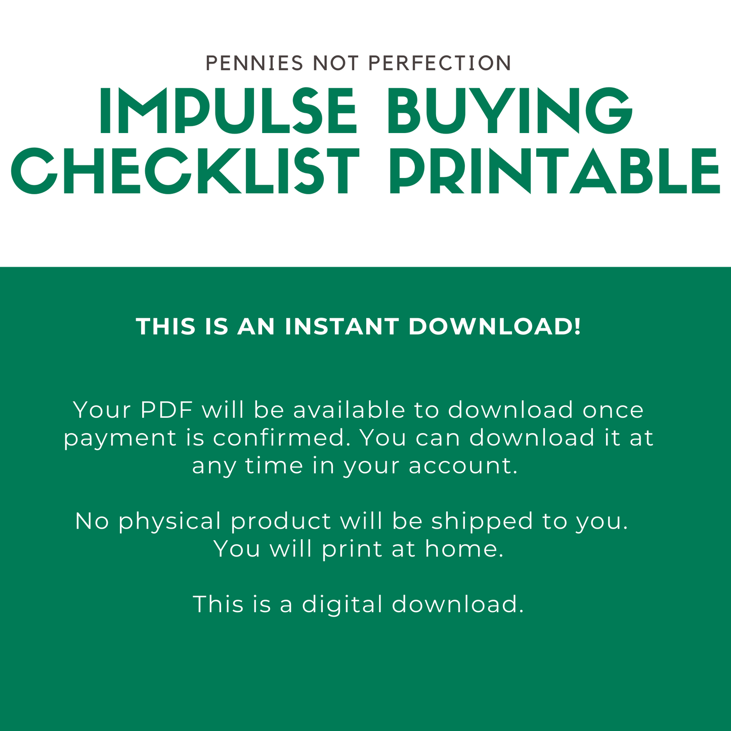 Purchase Decision Checklist (Control Impulse Spending Printable)