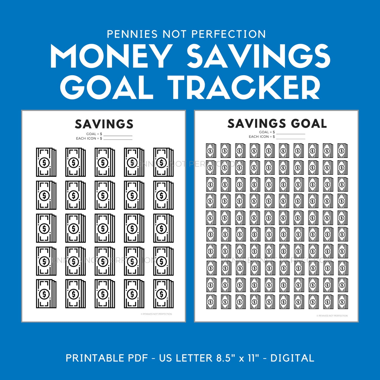 Money Savings Goal Tracker | Dollar Bills Savings Tracker Printable 1