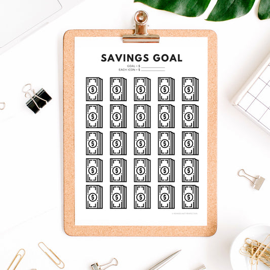 Money Savings Goal Tracker | Dollar Bills Savings Tracker Printable