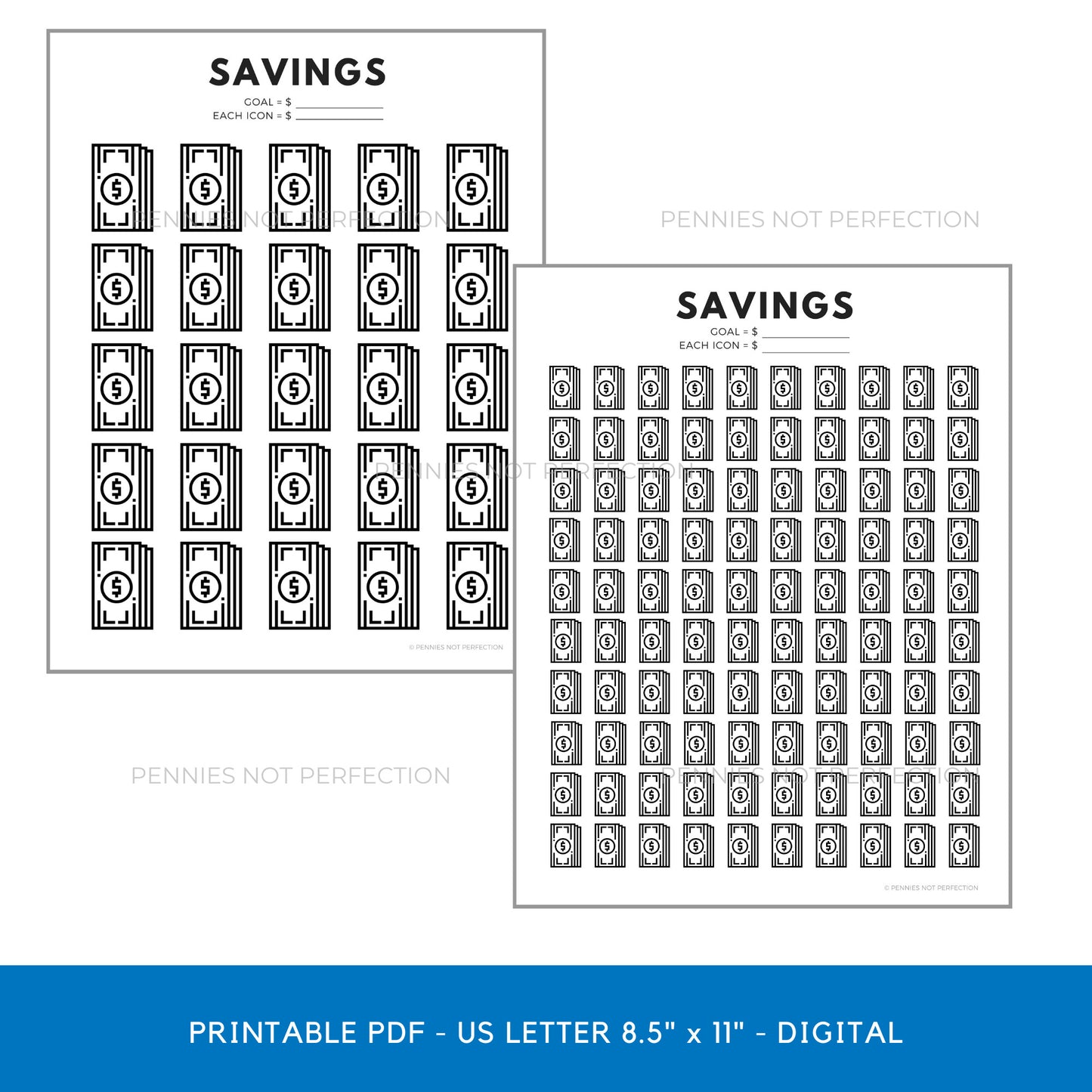 Money Savings Goal Tracker | Dollar Bills Savings Tracker Printable 1