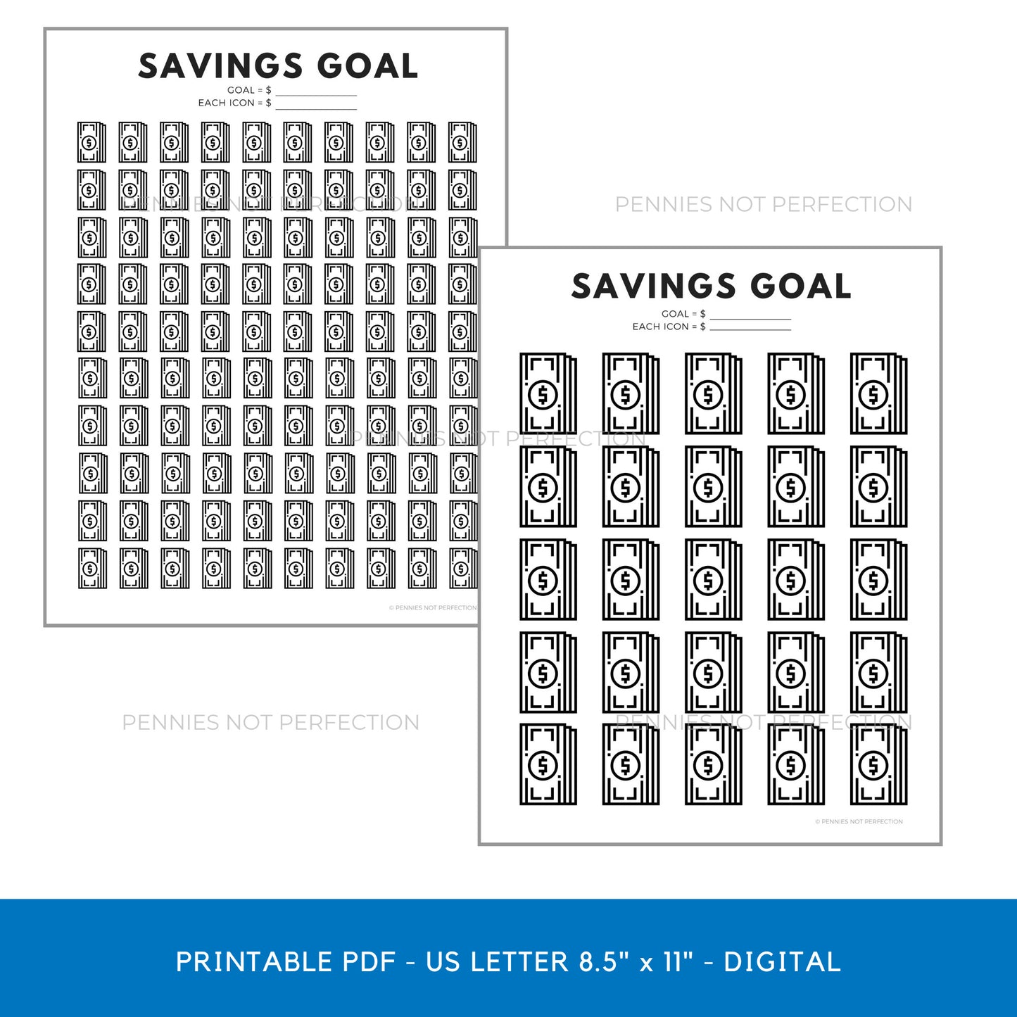 Money Savings Goal Tracker | Dollar Bills Savings Tracker Printable 1