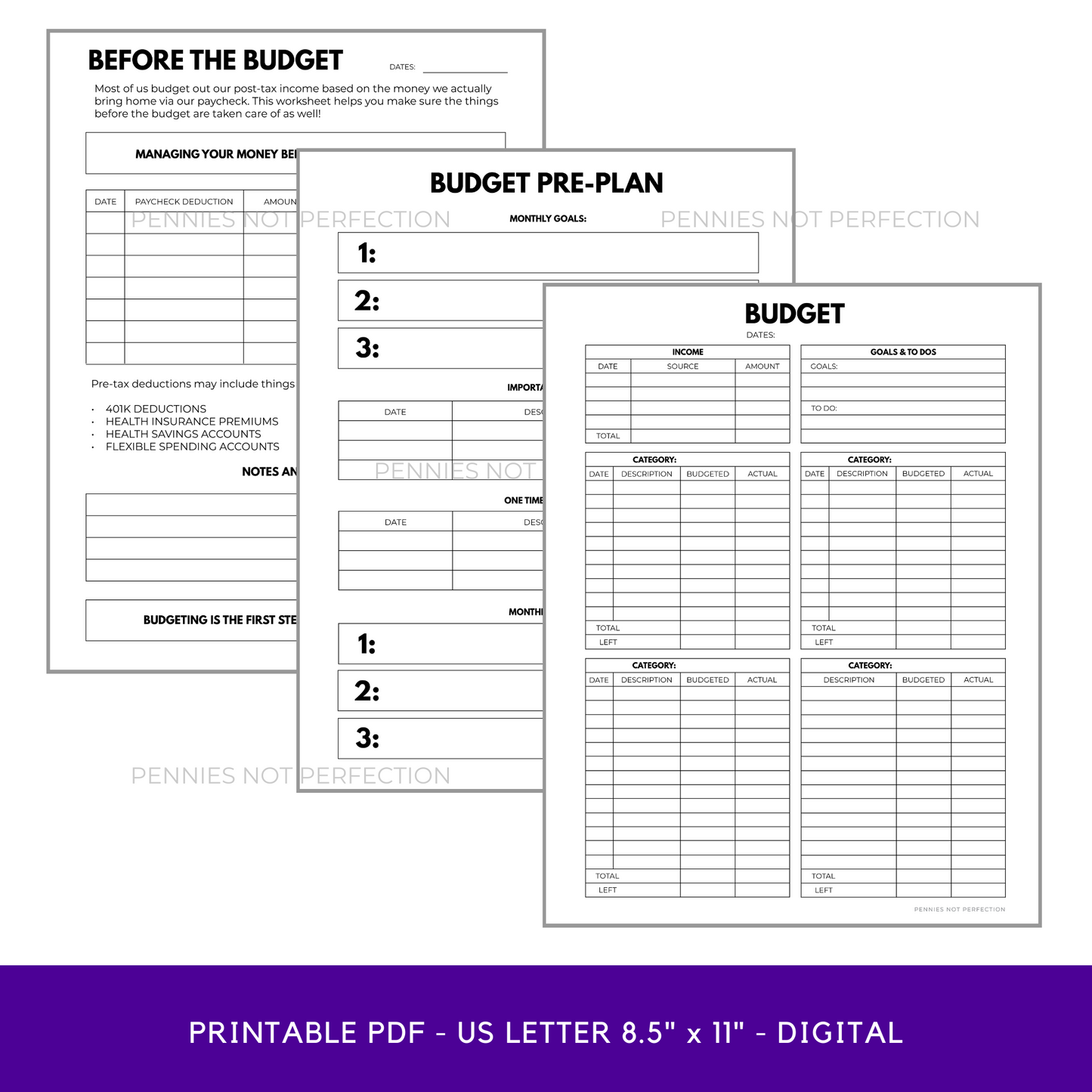 Monthly Budget Planner | Monthly Budget Tracker Printable