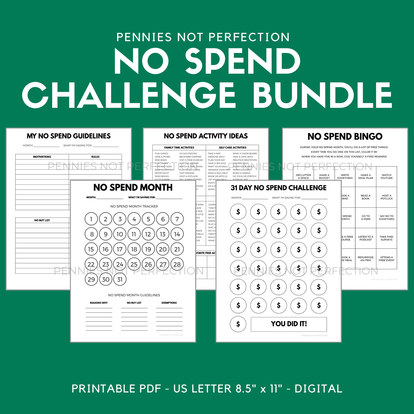 No Spend Challenge Printable Bundle