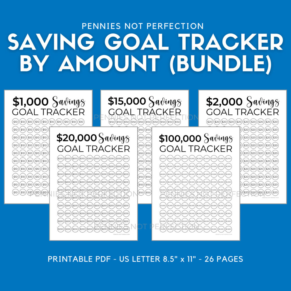Printable Savings Goal Tracker Bundle | Savings Challenge Tracker Printables By Amount