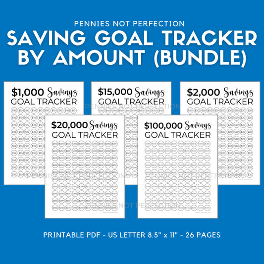 Printable Savings Goal Tracker Bundle | Savings Challenge Tracker Printables By Amount