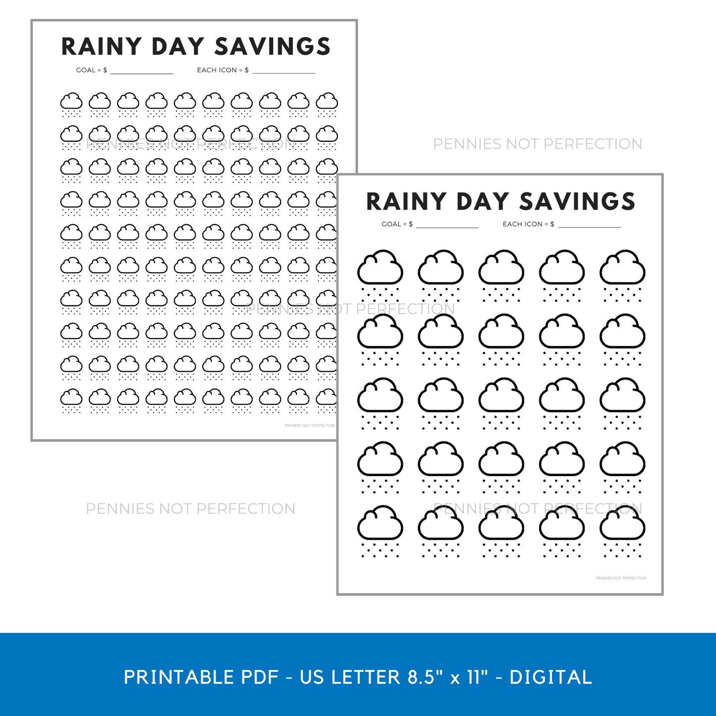Rainy Day Savings Tracker Printable | Savings Tracker Insert