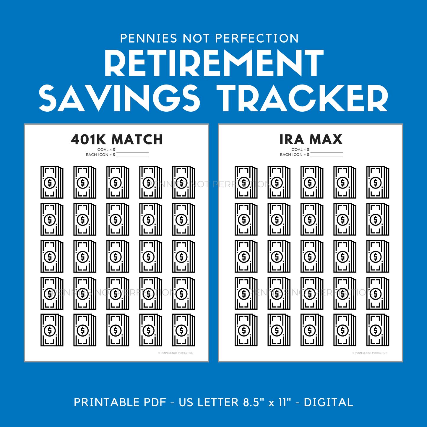 Retirement Savings Tracker Printables Bundle | 401K Roth IRA Trackers