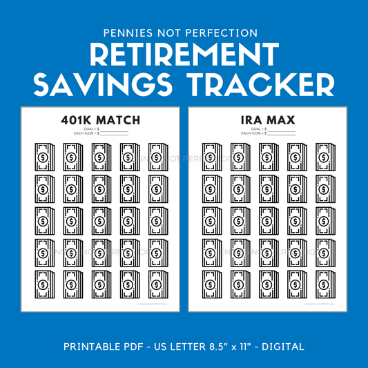 Retirement Savings Tracker Printables Bundle | 401K Roth IRA Trackers