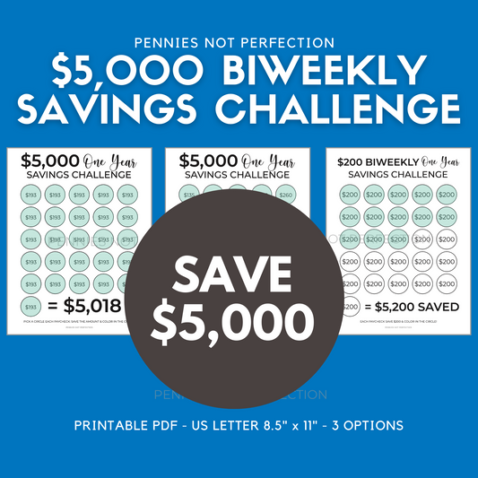 $5,000 Biweekly Savings Challenge Printable (Save $5,000 In One Year)