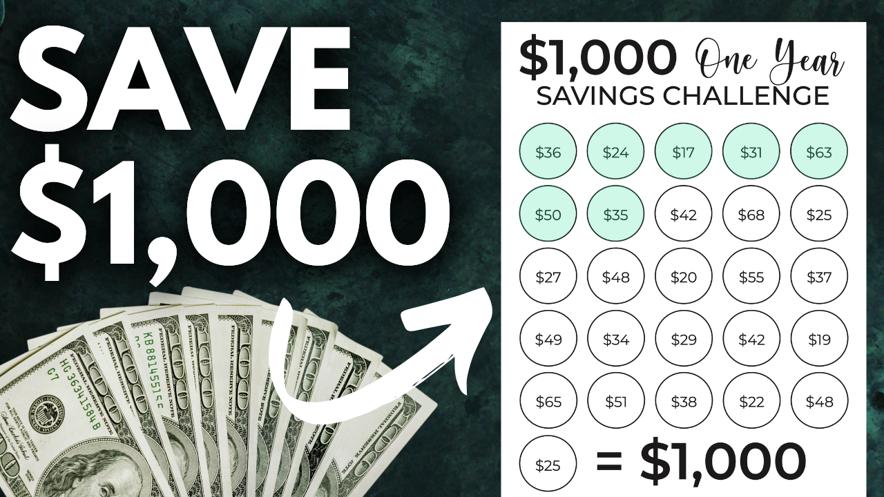 $1,000 Biweekly Savings Challenge Tracker (Save $1,000 In One Year