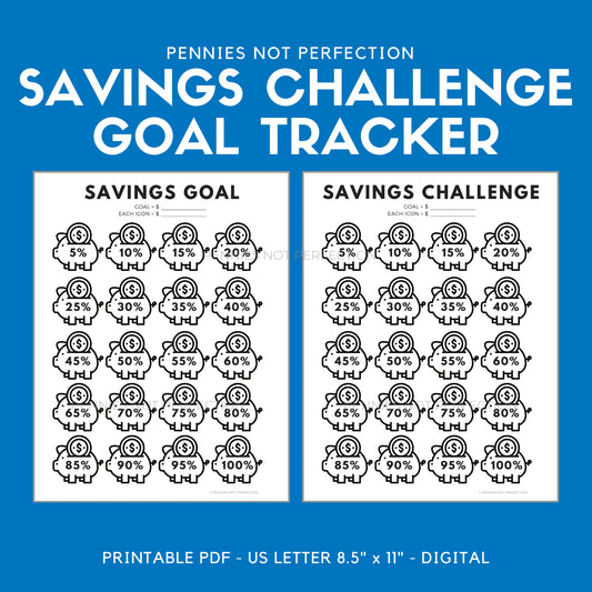 Savings Challenge Goal Tracker Printable | Piggy Bank Savings Goal Tracker 1