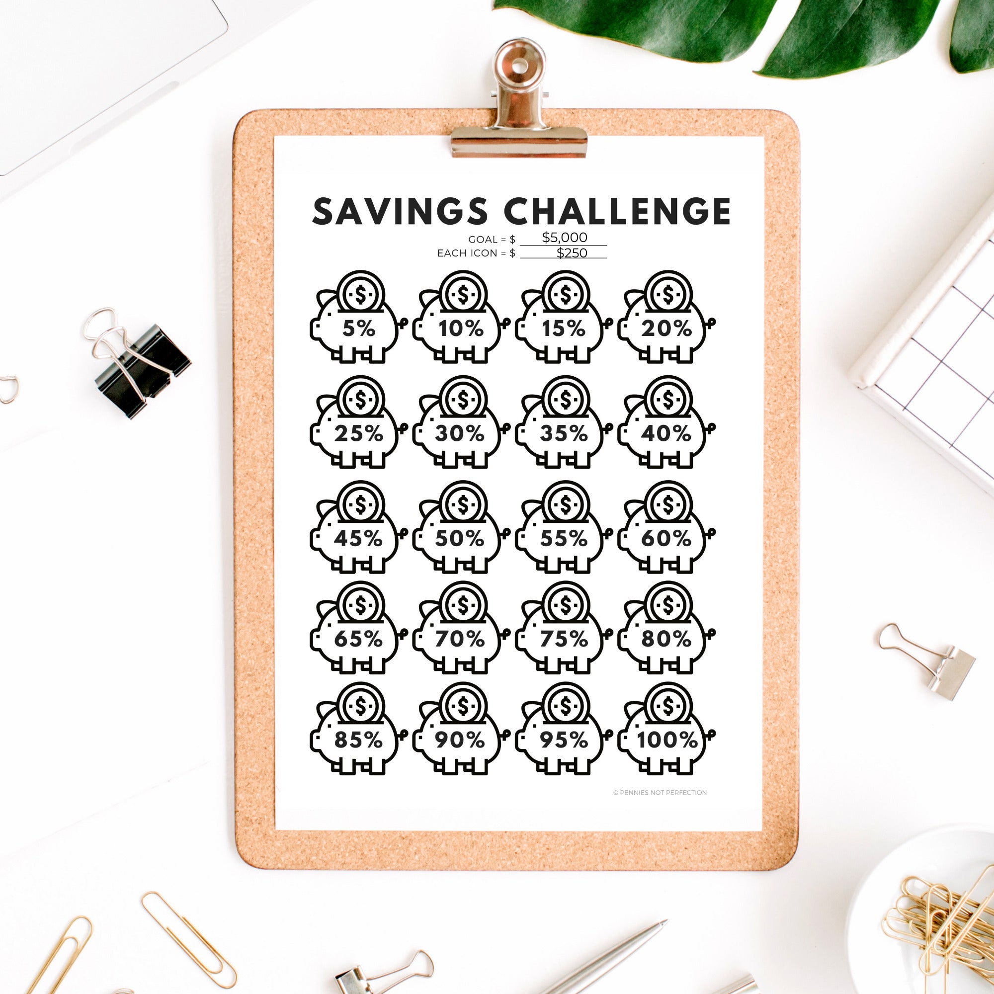 Savings Challenge Goal Tracker Printable | Piggy Bank Savings Goal Tra ...