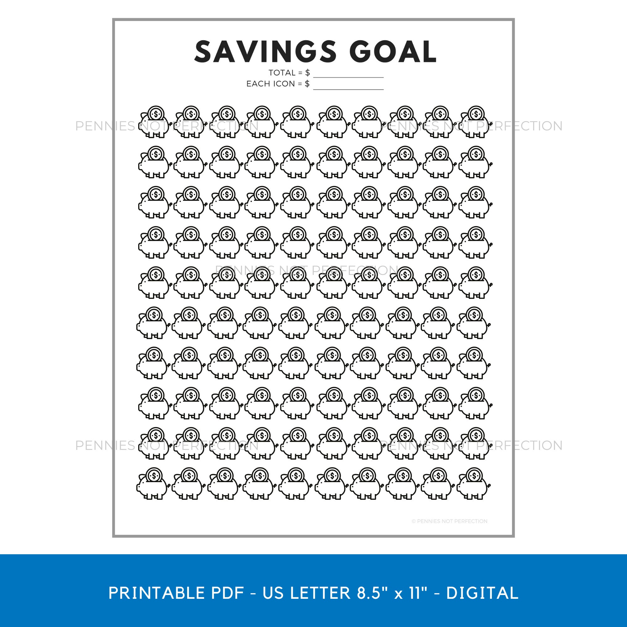Savings Goal Tracker | Piggy Bank Savings Tracker Printable ...