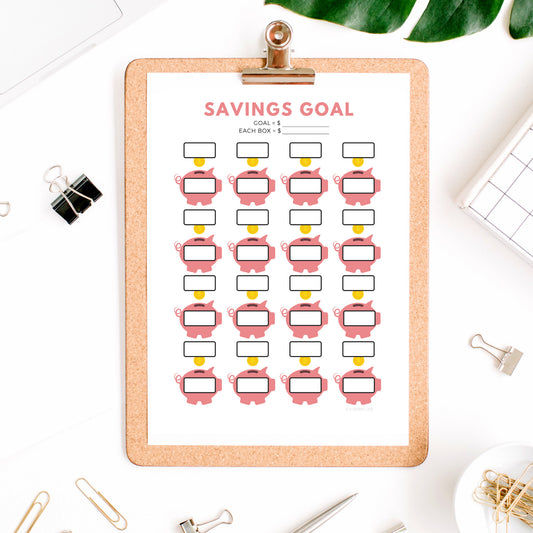Savings Goals Tracker | Piggy Bank Savings Tracker Printable