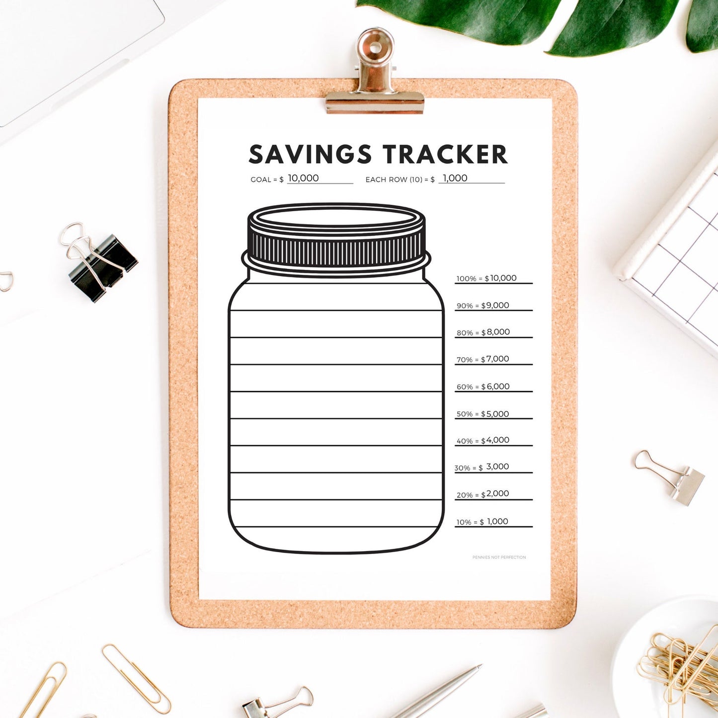 Savings Jar Money Savings Tracker Printable