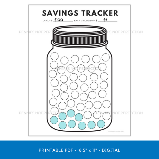 Savings Jar Money Savings Tracker Printable