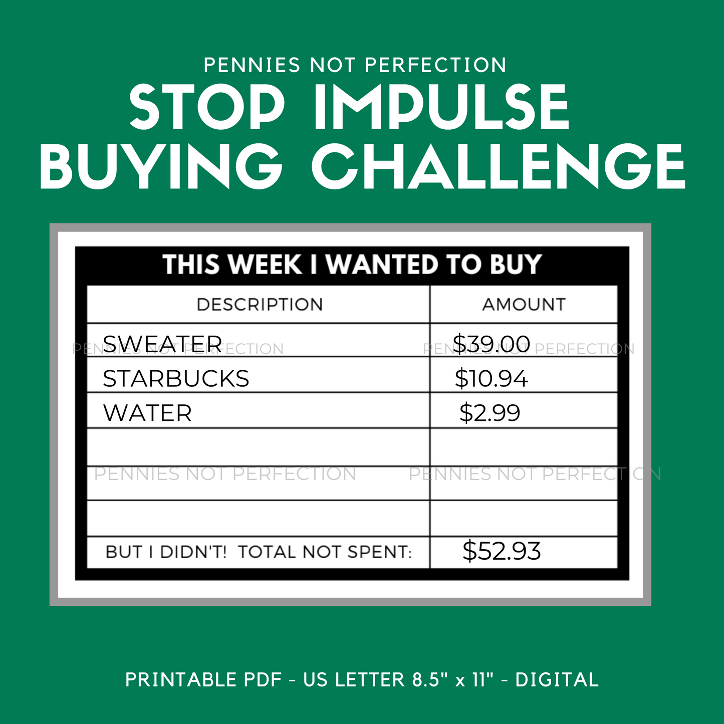 Stop Impulse Buying Cards ( Printable Impulse Spending Tool For Controlling Spending)