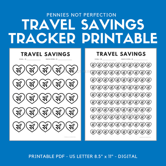 Travel Savings Goal Tracker Travel Fund Savings Tracker Printable PDF 1