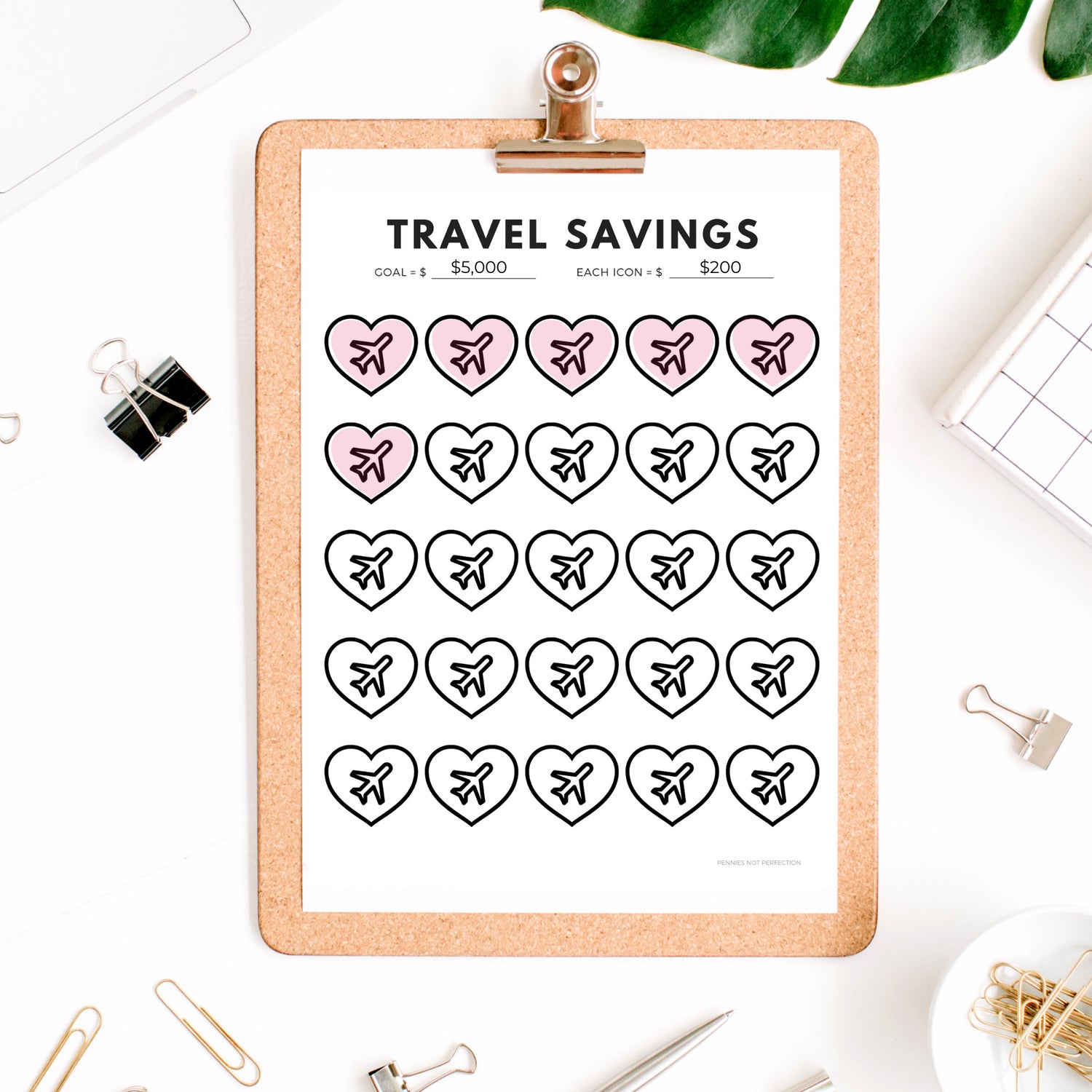 Travel Savings Goal Tracker Travel Fund Savings Tracker Printable PDF 1