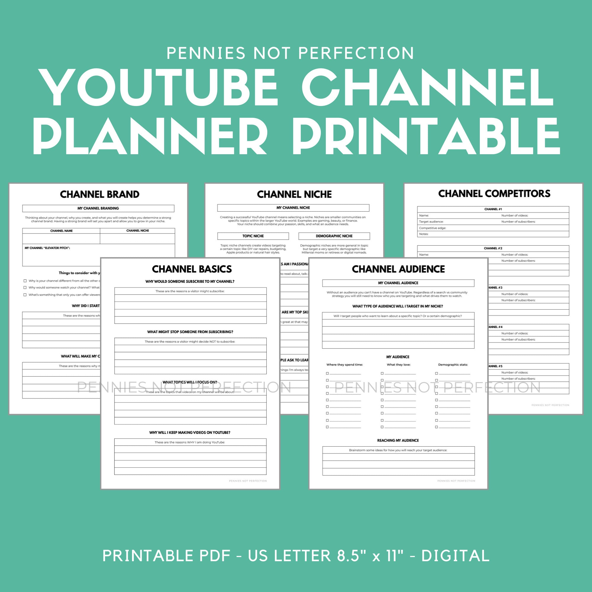YouTube Channel Ideas Planner | New Channel Planner & Checklist Printa – penniesnotperfection
