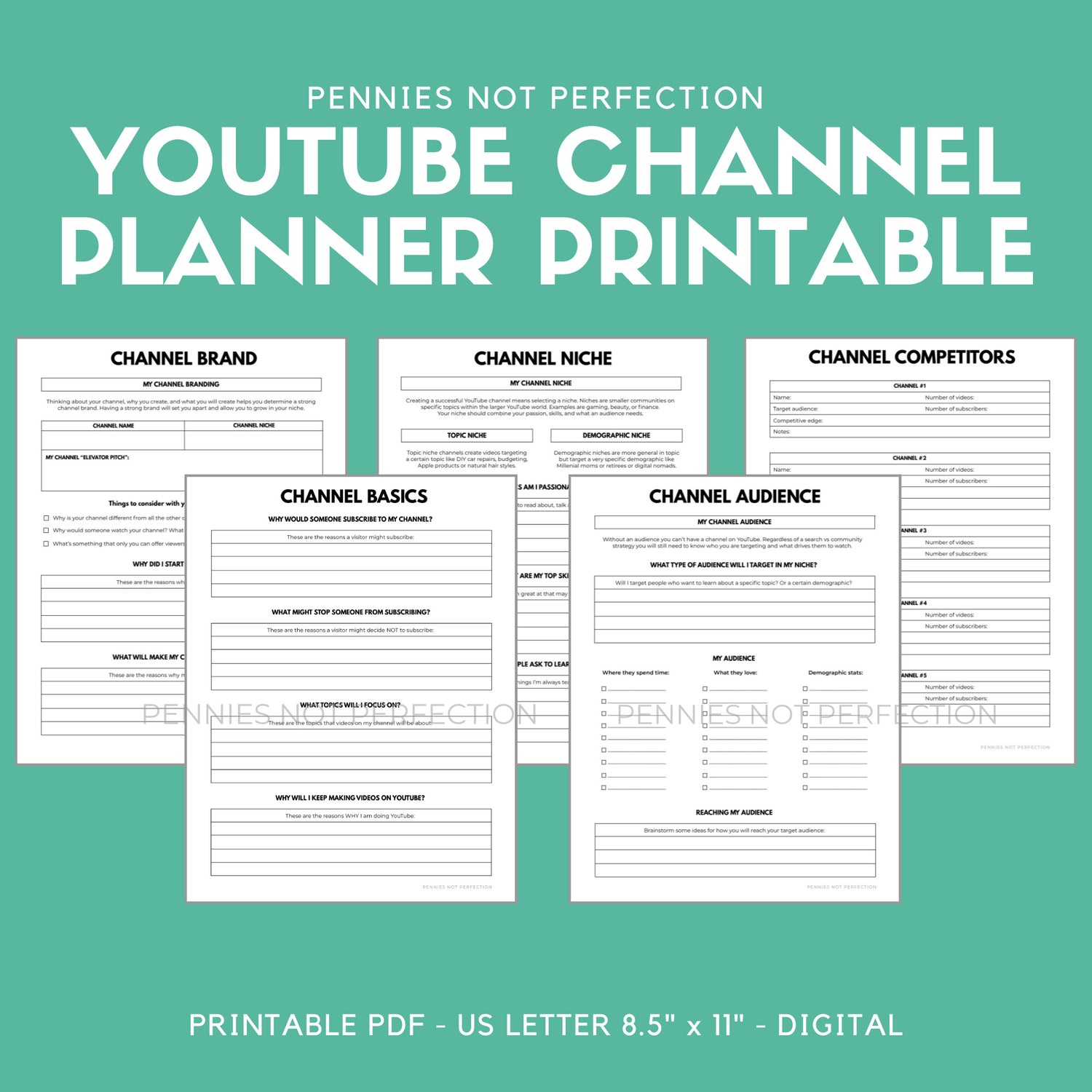 YouTube Channel Ideas Planner | New Channel Planner & Checklist Printable | Youtube Success Planner 1