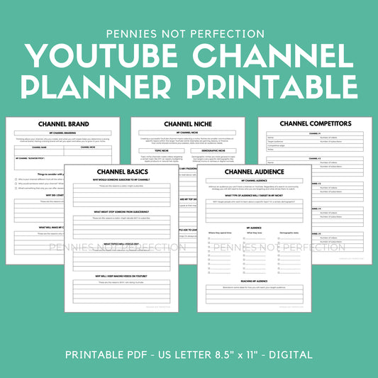 YouTube Channel Ideas Planner | New Channel Planner & Checklist Printable | Youtube Success Planner 1