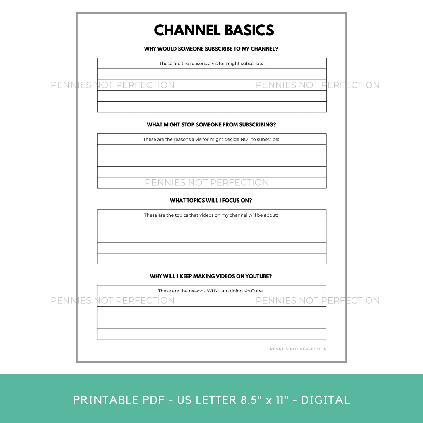 YouTube Channel Ideas Planner | New Channel Planner & Checklist Printable