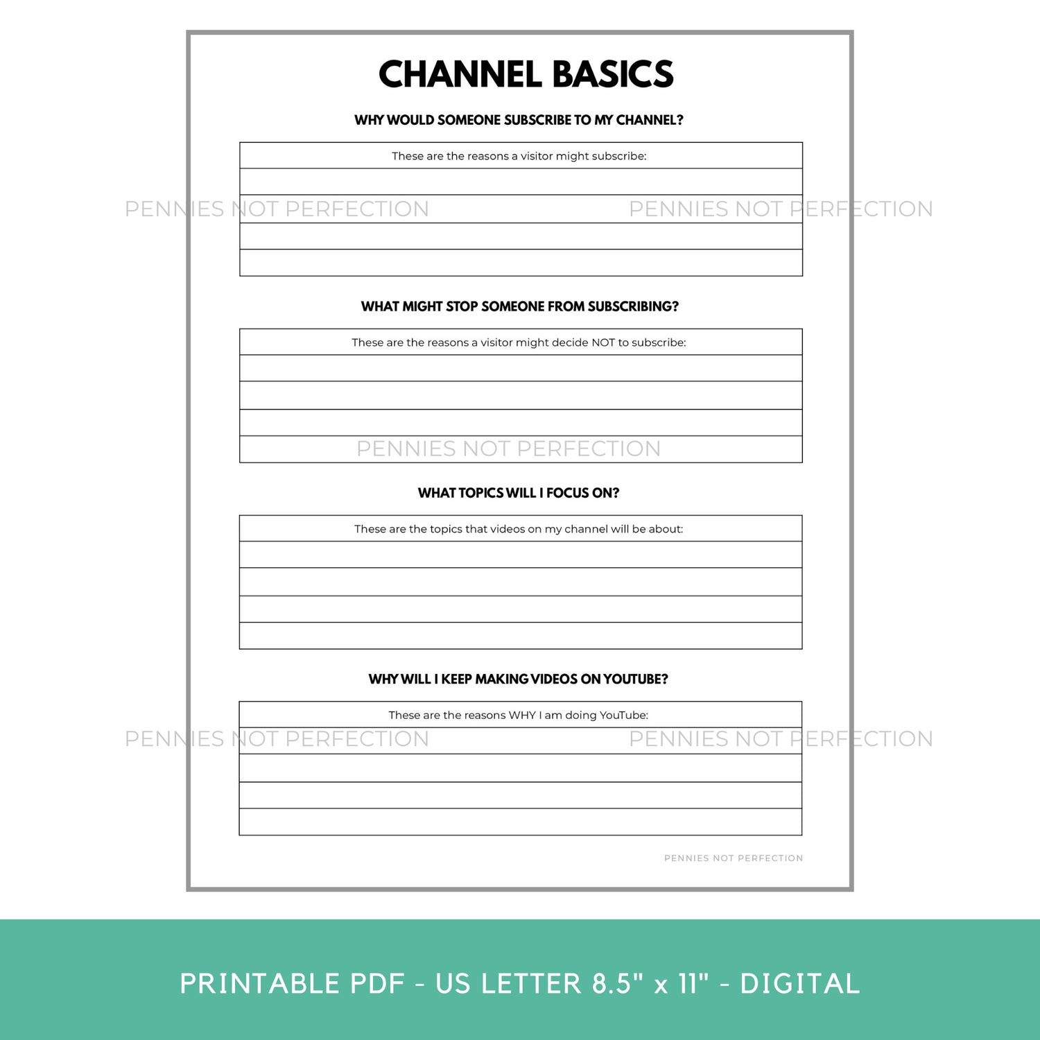 YouTube Channel Ideas Planner | New Channel Planner & Checklist Printa – penniesnotperfection