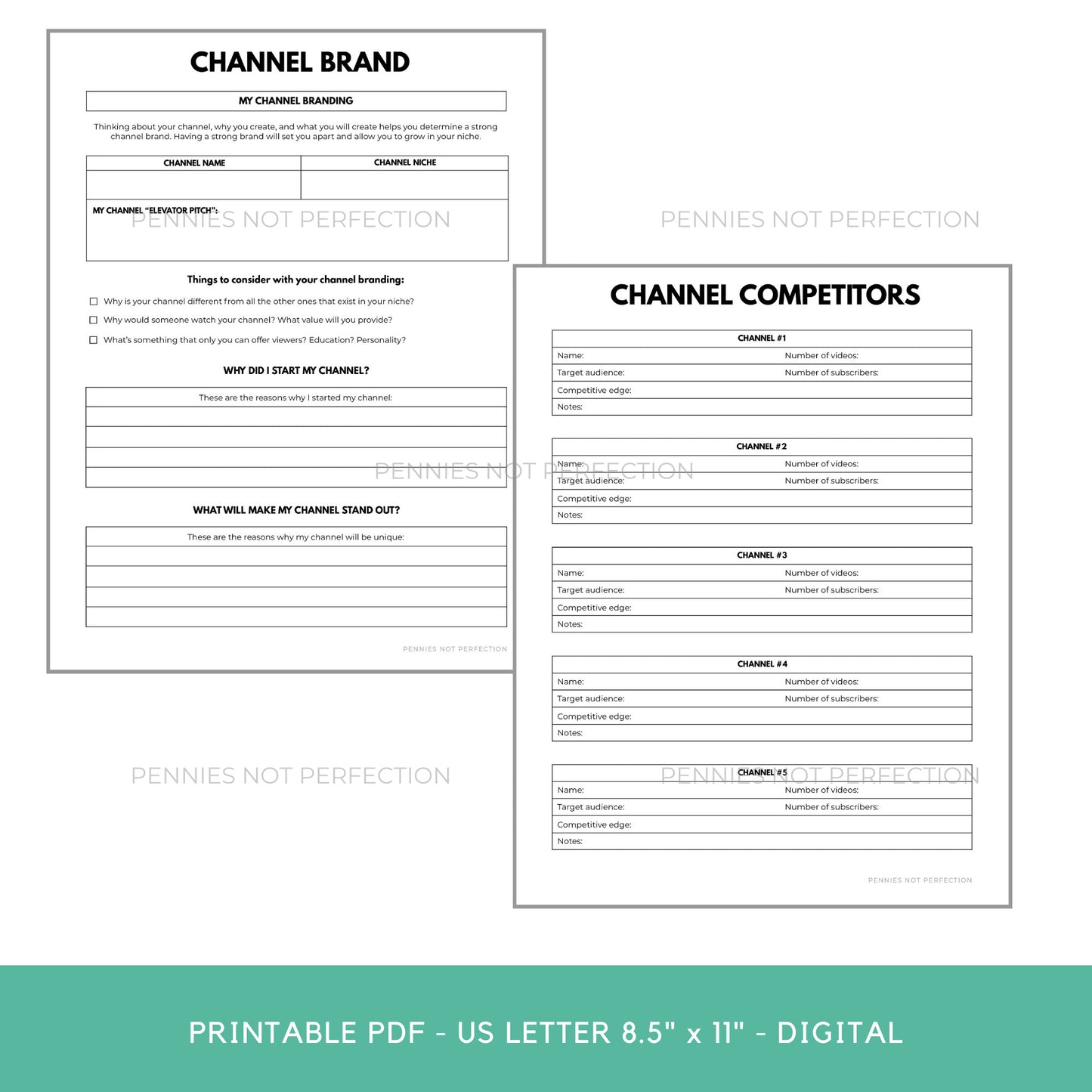 YouTube Channel Ideas Planner | New Channel Planner & Checklist Printable