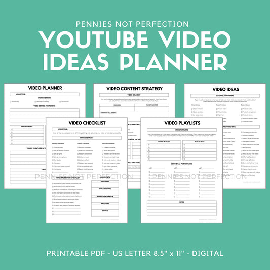 YouTube Video Ideas Planner | Video Series Planner & Checklist Printable | Video Content Ideas Planner 10