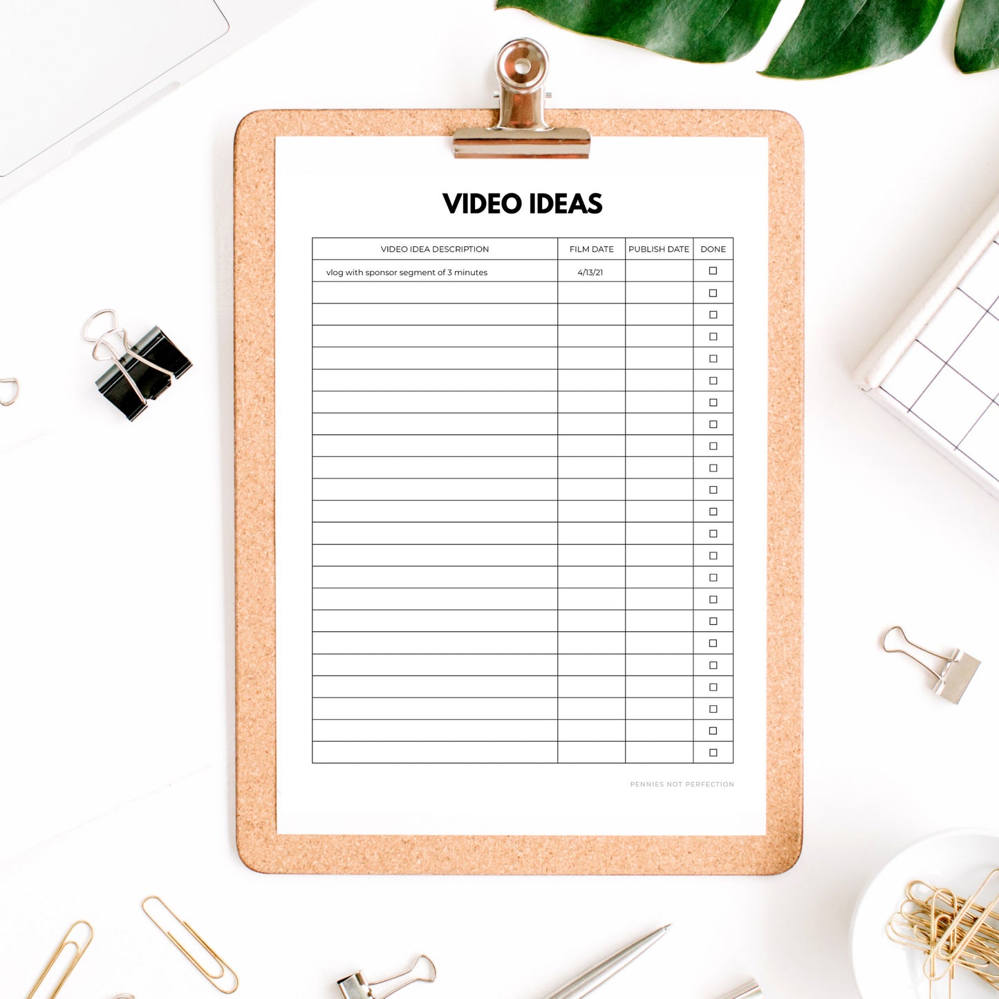 YouTube Video Ideas Planner | Video Series Planner & Checklist Printable | Video Content Ideas Planner 10