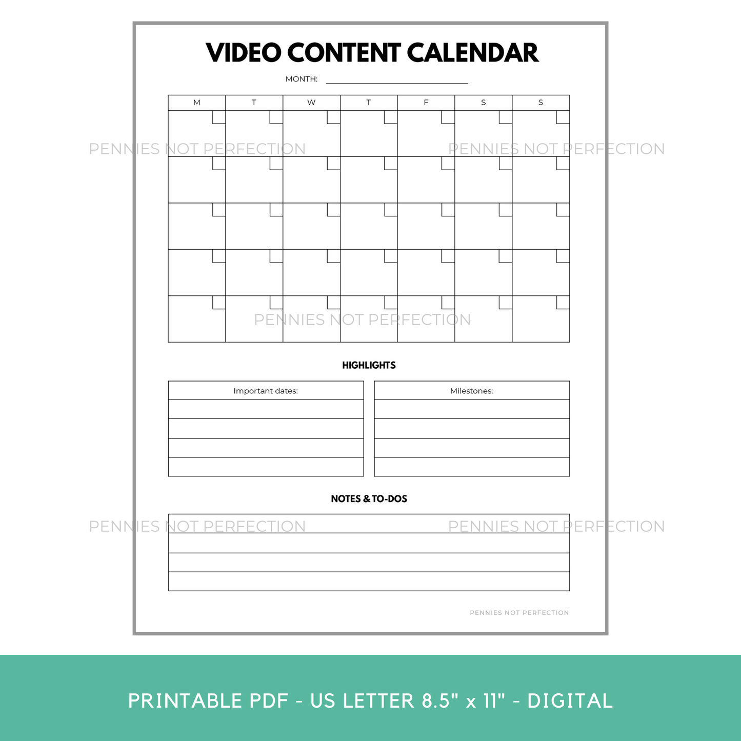 YouTube Video Ideas Planner | Video Series Planner, Organizer, Checklist Printable
