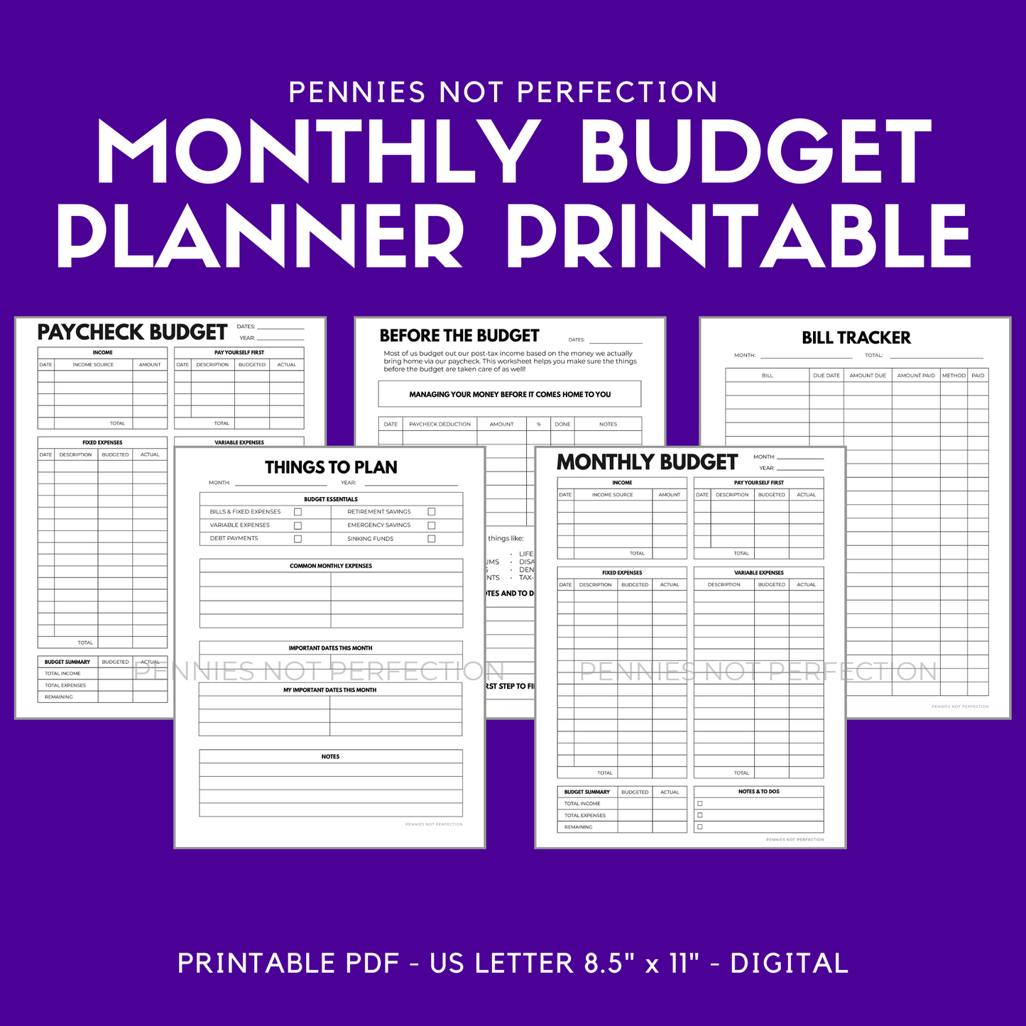 Monthly Budget Planner | Monthly Budget Tracker Printable